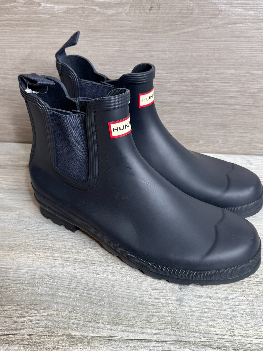 Hunter Chelsea Boots Women Size 11 Navy Blue Waterproof Rubber Ankle Rain